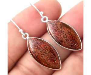 Natural Red Moss Agate Earrings SDE49040 E-1001, 11x22 mm