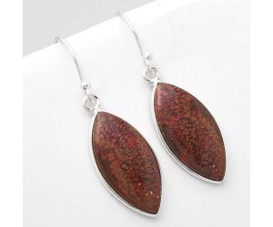 Natural Red Moss Agate Earrings SDE49040 E-1001, 11x22 mm