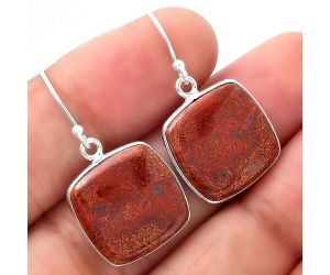 Natural Red Moss Agate Earrings SDE49316 E-1001, 16x16 mm