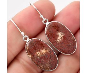 Natural Red Moss Agate Earrings SDE49353 E-1001, 13x22 mm