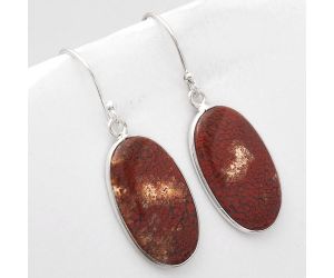 Natural Red Moss Agate Earrings SDE49353 E-1001, 13x22 mm