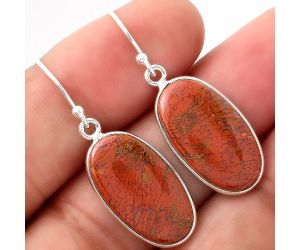 Natural Red Moss Agate Earrings SDE49370 E-1001, 12x20 mm