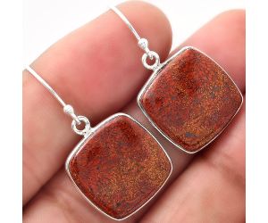 Natural Red Moss Agate Earrings SDE49380 E-1001, 16x16 mm