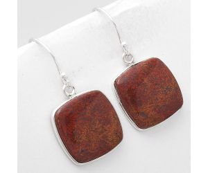 Natural Red Moss Agate Earrings SDE49380 E-1001, 16x16 mm