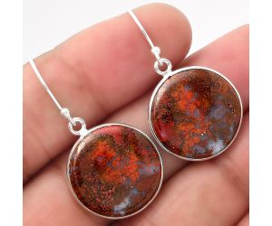 Natural Red Moss Agate Earrings SDE49424 E-1001, 18x18 mm