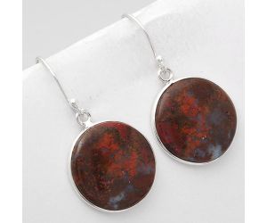 Natural Red Moss Agate Earrings SDE49424 E-1001, 18x18 mm