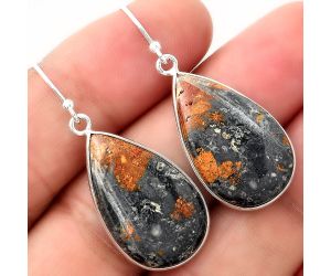 Natural Indian Blanket Jasper Earrings SDE49520 E-1001, 15x24 mm