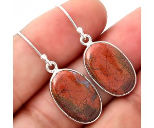 Natural Red Moss Agate Earrings SDE49524 E-1001, 12x18 mm