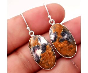 Natural Indian Blanket Jasper Earrings SDE50284 E-1001, 12x22 mm