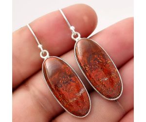 Natural Maury Mountain Moss Agate Earrings SDE50292 E-1001, 11x26 mm