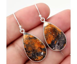 Natural Indian Blanket Jasper Earrings SDE50414 E-1001, 15x24 mm