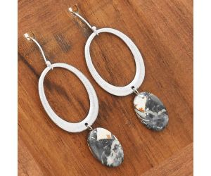 Matte Finish - Natural Maligano Jasper Earrings SDE50706 E-1193, 11x18 mm