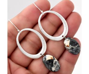 Matte Finish - Natural Maligano Jasper Earrings SDE50706 E-1193, 11x18 mm