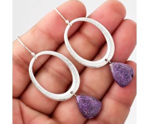 Matte Finish - Natural Purpurite Earrings SDE50713 E-1193, 12x15 mm