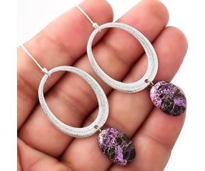 Matte Finish - Natural Purpurite Earrings SDE50716 E-1193, 11x16 mm