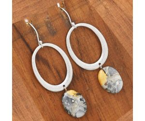 Matte Finish - Natural Maligano Jasper Earrings SDE50718 E-1193, 13x17 mm