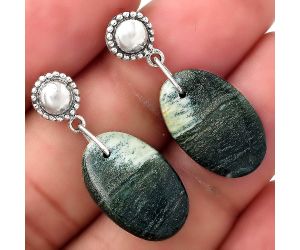 Natural Larsonite Jasper Earrings SDE50779 E-1227, 12x18 mm