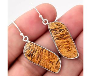 Natural Coquina Fossil Jasper - India Earrings SDE50817 E-1001, 10x24 mm