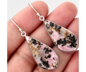 Natural Rhodonite Earrings SDE50859 E-1001, 14x30 mm