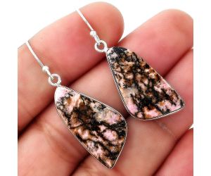 Natural Rhodonite Earrings SDE50927 E-1001, 13x27 mm