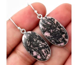 Natural Rhodonite Earrings SDE51046 E-1001, 14x24 mm