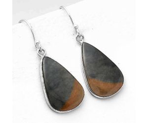 Natural Polygram Jasper Earrings SDE51994 E-1001, 14x21 mm