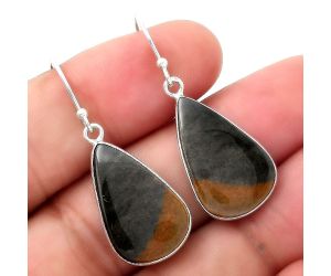 Natural Polygram Jasper Earrings SDE51994 E-1001, 14x21 mm