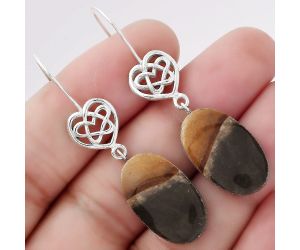 Celtic - Natural Polygram Jasper Earrings SDE52360 E-1213, 13x21 mm