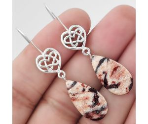 Celtic - Natural Indian Blanket Jasper Earrings SDE52361 E-1213, 12x21 mm