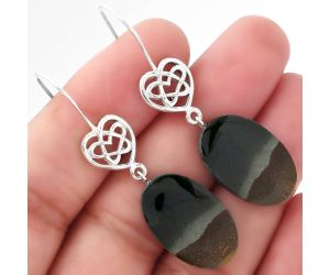 Celtic - Natural Polygram Jasper Earrings SDE52370 E-1213, 14x22 mm