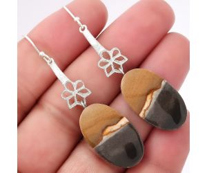 Natural Polygram Jasper Earrings SDE52554 E-1205, 14x24 mm