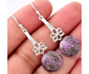 Natural Purpurite - South Africa Earrings SDE52555 E-1205, 13x13 mm