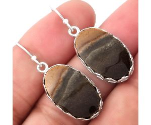 Natural Polygram Jasper Earrings SDE52838 E-1113, 13x21 mm