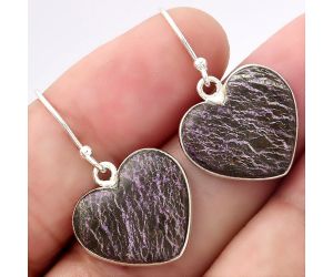 Valentine Gift Heart Natural Purpurite - South Africa Earrings SDE53313 E-1022, 16x17 mm