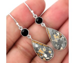 Natural Maligano Jasper & Black Onyx Earrings SDE53768 E-1002, 10x19 mm