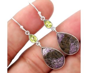 Purpurite - South Africa & Peridot Earrings SDE53870 E-1002, 11x16 mm