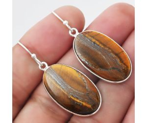 Natural Tiger Eye - Africa Earrings SDE54690 E-1001, 14x25 mm