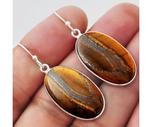 Natural Tiger Eye - Africa Earrings SDE54690 E-1001, 14x25 mm