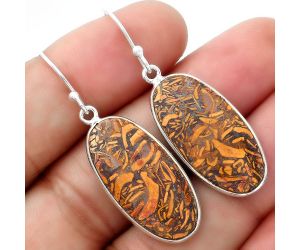 Natural Coquina Fossil Jasper - India Earrings SDE54926 E-1001, 13x26 mm