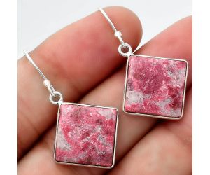 Natural Pink Thulite - Norway Earrings SDE55047 E-1001, 14x14 mm