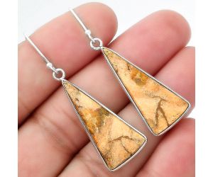 Natural Coral Jasper Earrings SDE55162 E-1001, 13x30 mm