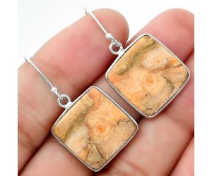 Natural Coral Jasper Earrings SDE55170 E-1001, 18x18 mm