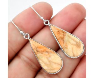 Natural Coral Jasper Earrings SDE55183 E-1001, 13x28 mm