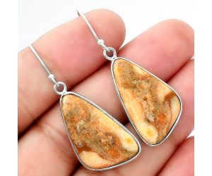 Natural Coral Jasper Earrings SDE55194 E-1001, 15x26 mm