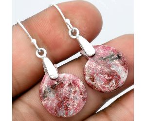 Natural Pink Thulite - Norway Earrings SDE55392 E-1214, 16x19 mm