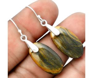 Natural Blue Tiger Eye Earrings SDE55422 E-1214, 12x23 mm