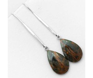 Natural Turkish Rainforest Chrysocolla Earrings SDE55556 E-1095, 13x20 mm