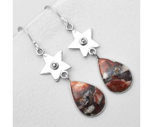 Star - Natural Indian Blanket Jasper Earrings SDE55979 E-1094, 12x18 mm