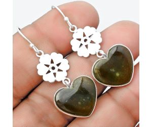 Valentine Gift Heart Natural Chrome Chalcedony Earrings SDE56003 E-1094, 16x17 mm