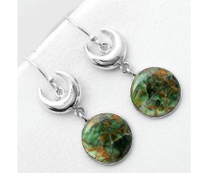 Crescent Moon - Turkish Rainforest Chrysocolla Earrings SDE56038 E-1207, 14x14 mm